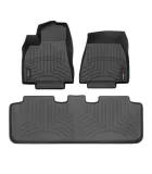 Kit Alfombrillas A Medida Para Tesla Model 3 (2020-2025) - 2 Delanteras + 1 Trasera, Moqueta Negra Con Borde Negro Y Costura Blanca - Antideslizantes, Hechas En Italia