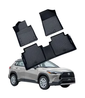 Alfombras de Piso Focus Mats Toyota Corolla Cross 2021 2022 2023 2024 2025 Proteccion Todo Clima Negra