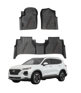 Alfombras tipo bandeja LIMITED Hyundai Santa Fe 2019 2020 ajuste perfecto color negro