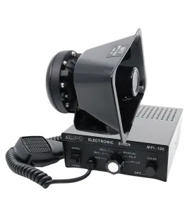 Kit de sirena electrónica MPI-100 de 100W con altoparlante de neodimio y micrófono CB para vehículos de seguridad y emergencia