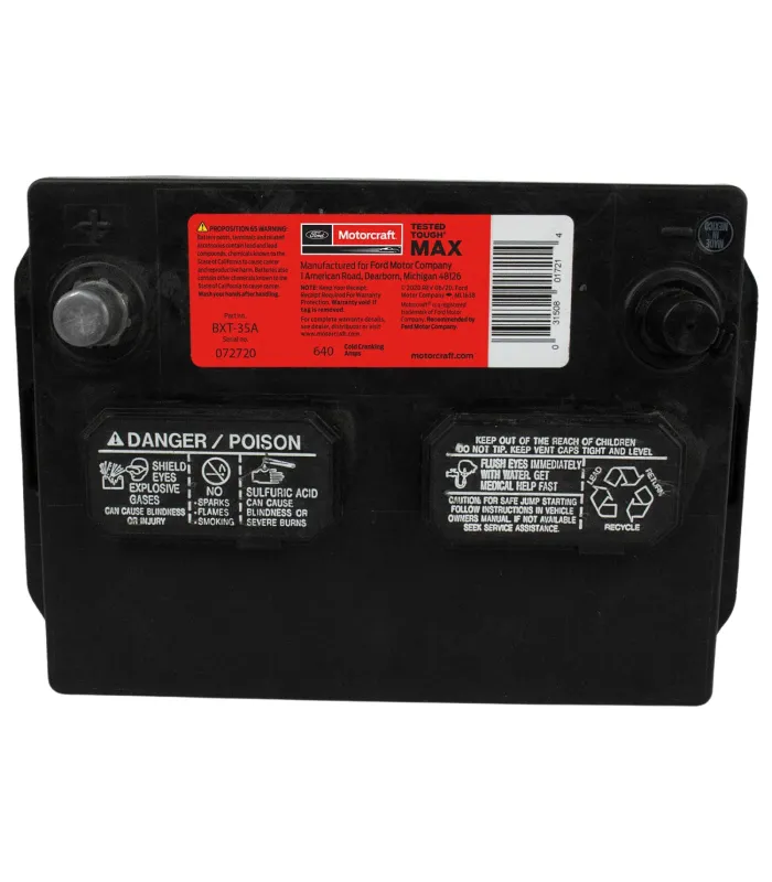 Batería Motorcraft BXT-35A Grupo 35 Toyota Nissan Garantía 100 meses, vista tapa superior