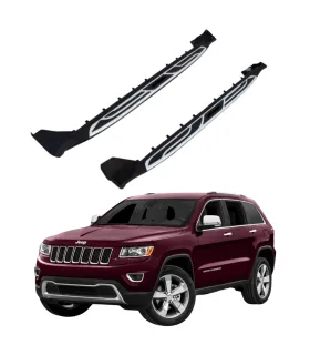 Estribos Laterales tipo Plataforma Aluminio Jeep Grand Cherokee 2011-2020 Negro Plata