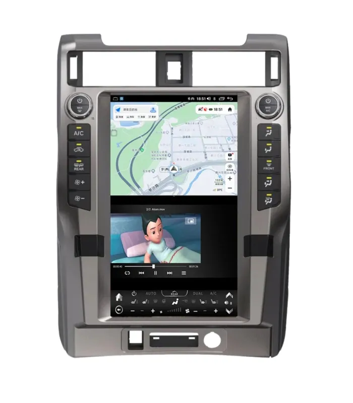 Radio Tipo Tesla para Toyota 4Runner 2010 a 2024 Pantalla Vertical 13.8 pulgadas CarPlay Android Auto y Aire Integrado