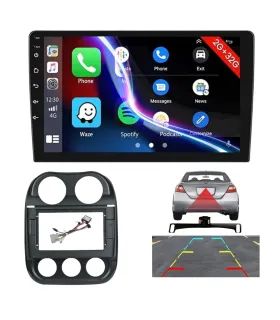 Combo Radio Android 10 Pulgadas CarPlay y Android Auto Jeep Patriot 2010-2016 con Cámara de Reversa e Instalación CRACPJP-1016
