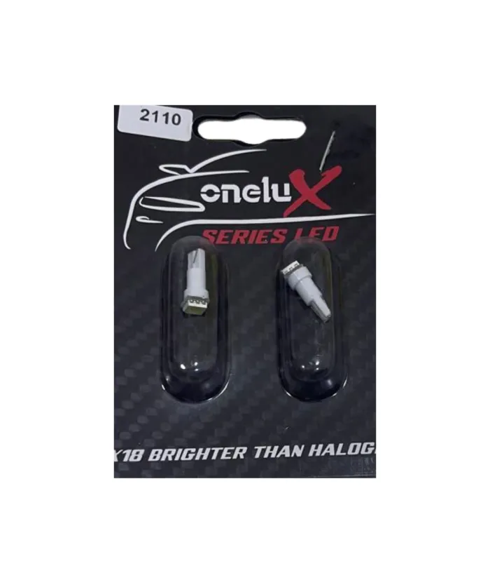 Set de 2 Bombillos LED T5 Onelux para iluminación de tablero e instrumentos de vehículo luz blanca