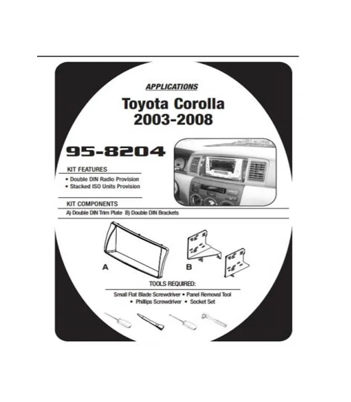 Kit Adaptador de Tablero Facia Doble Din para Toyota Corolla 2003-2008 Referencia KIM-958204