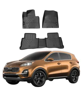 Alfombras Tipo Bandeja LIMITED para Kia Sportage años 2016 2017 2018 2019 2020 2021 Ajuste Perfecto TPE Negro Envío Gratis
