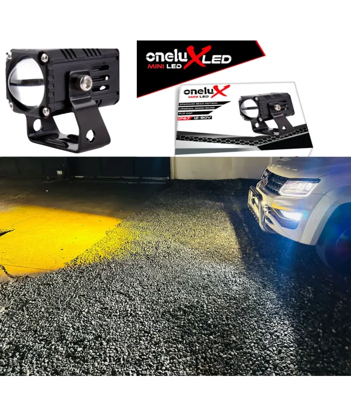 Proyector Mini LED Onelux HL Doble Tono 3000K Ambar 6500K Blanco Universal 12V 80V Foco Auxiliar OX-MINI/2 Muestra