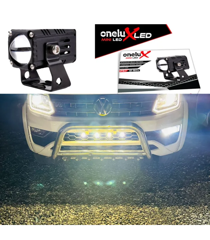 Proyector Mini LED Onelux HL Doble Tono 3000K Ambar 6500K Blanco Universal 12V 80V Foco Auxiliar OX-MINI/2, Frente