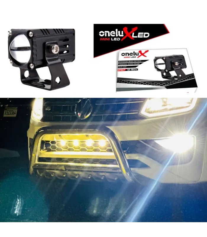 Proyector Mini LED Onelux HL Doble Tono 3000K Ambar 6500K Blanco Universal 12V 80V Foco Auxiliar OX-MINI/2, Terminado.