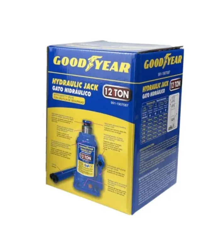 Gato hidráulico tipo botella marca Goodyear de 12 toneladas, empacado.