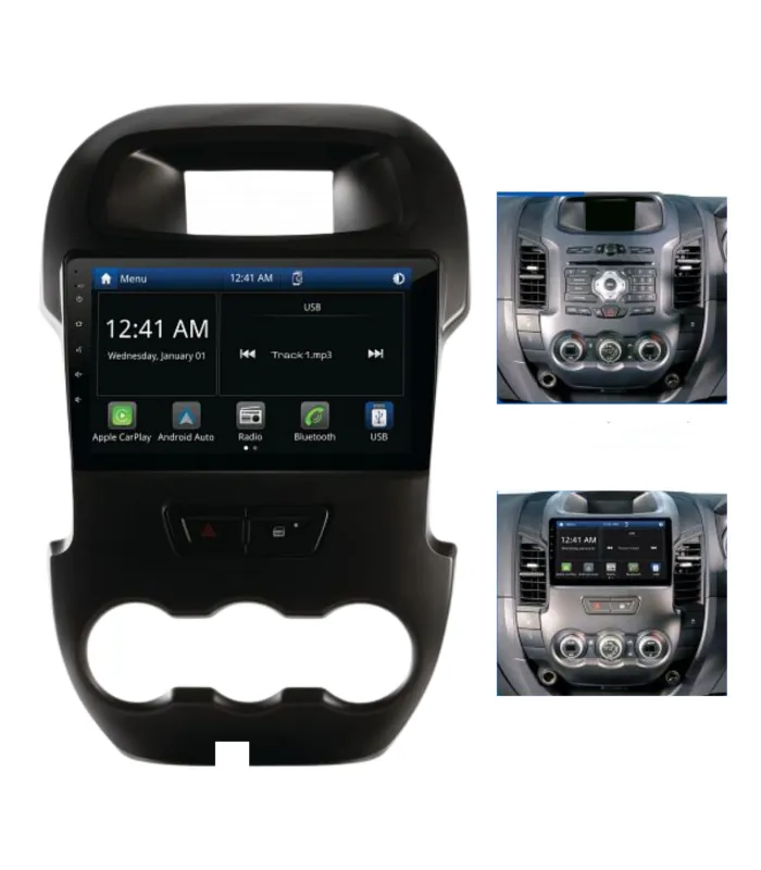 Instalado en Ford Ranger XLT con radio de 9 pulgadas usando el kit de adaptación profesional
