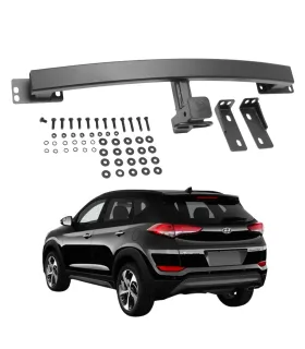 Kit de jalón de remolque para Hyundai Tucson 2017-2021, mostrando la barra de acero y el hardware de instalación.