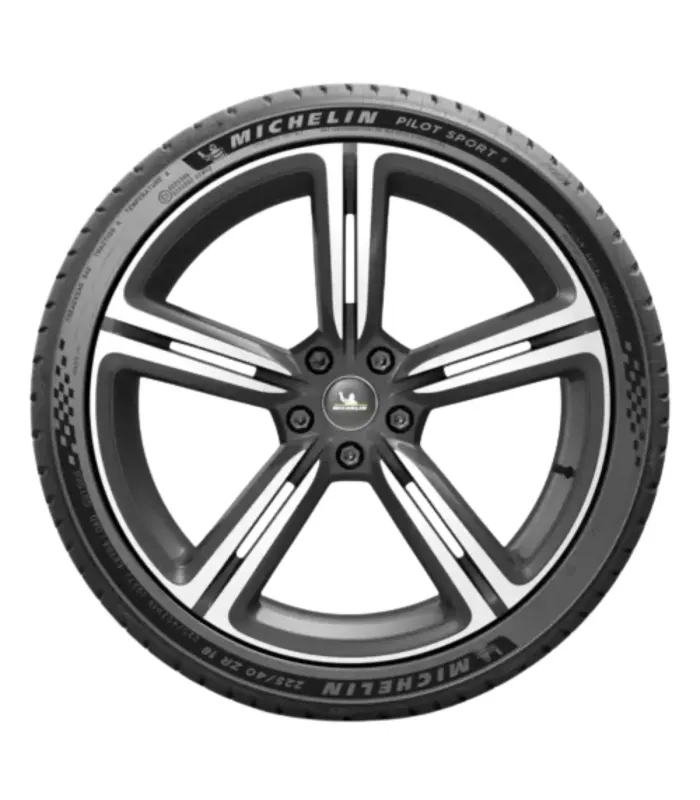 Flanco del neumático Michelin Pilot Sport 5, mostrando la medida 225/55R17 y la tecnología 'Premium Touch