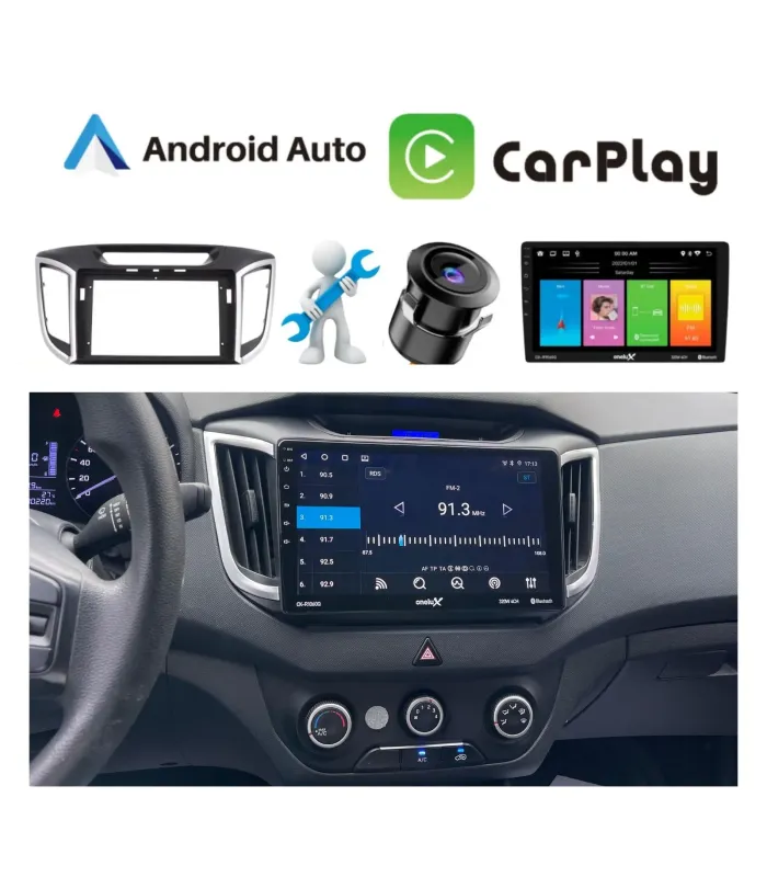 Combo Multimedia 10 Pulgadas Onelux Hyundai Cantus Creta 2014-2019 Android Auto CarPlay Cámara HD e Instalación Incluida