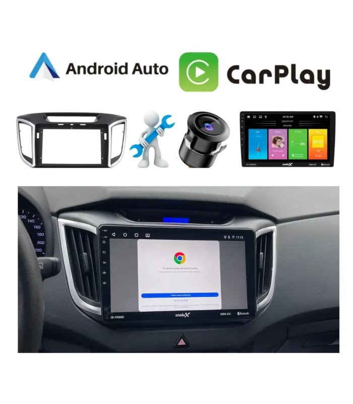 Combo Multimedia 10 Pulgadas Onelux Hyundai Cantus Creta 2014-2019 Android Auto CarPlay Cámara HD e Instalación Incluida