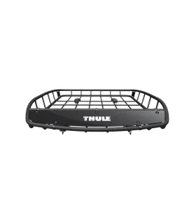 Parrilla de carga Thule Canyon XT 859 de color negro, con diseño de bajo perfil y carenado para el viento.
