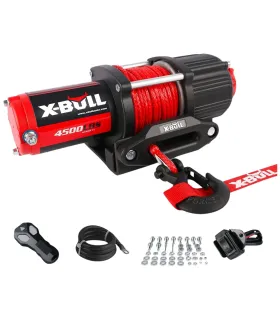 Winche eléctrico X-Bull 4500 Lbs con cuerda sintética, motor de 1.5 HP y resistencia al agua IP66.