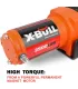 Motor de alto torque del winche X-Bull 3500 Lbs, destacando su potencia y durabilidad.
