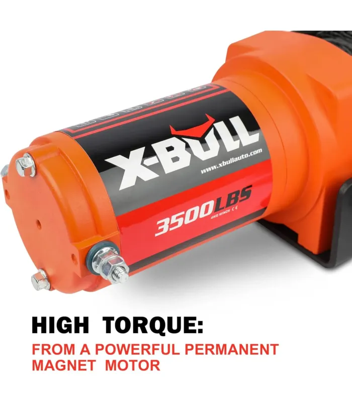 Motor de alto torque del winche X-Bull 3500 Lbs, destacando su potencia y durabilidad.