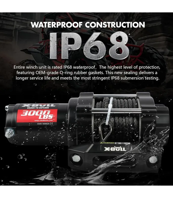 Cabrestante X-Bull 3000 Lbs | IP68 Sumergible | Cuerda Sintética | AF