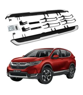 Estribo lateral de lujo Honda CR-V (2017-2022), vista delantera, mostrando el ajuste OEM.