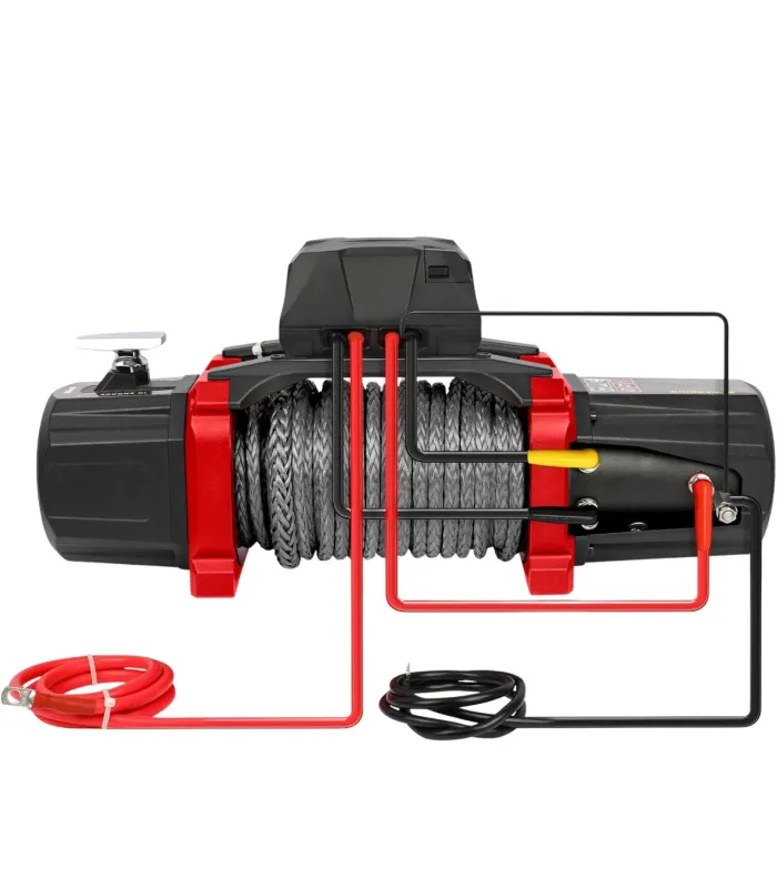 Winche eléctrico X-Bull de 10,000 libras con cable sintético, clasificación IP67 y control remoto multifuncional.
