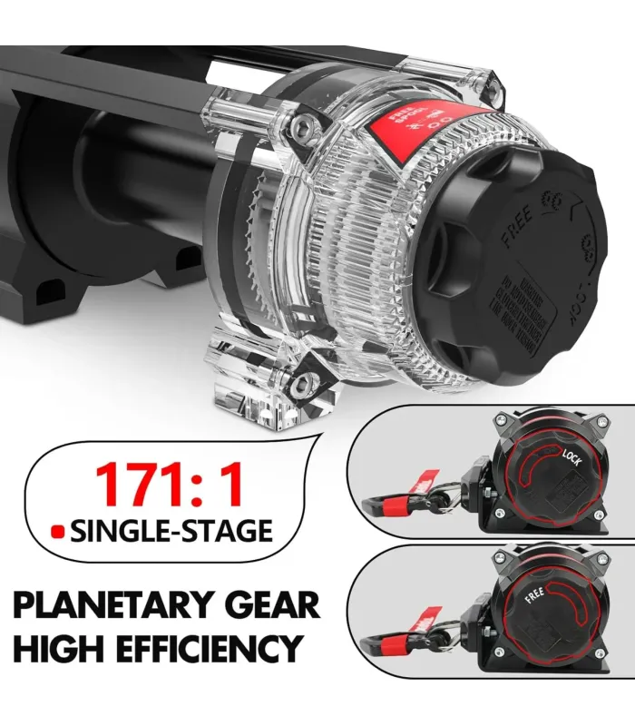 Winche compacto X-Bull 5000lb con diseño duradero, ideal para rescate off-road