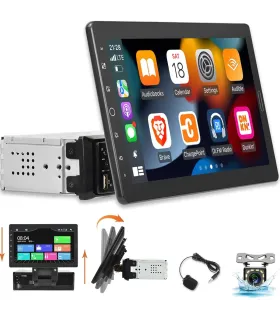 Radio EKAT 10.1 Pulgadas Single DIN Pantalla Desmontable CarPlay Android Auto y Cámara de Reversa HD