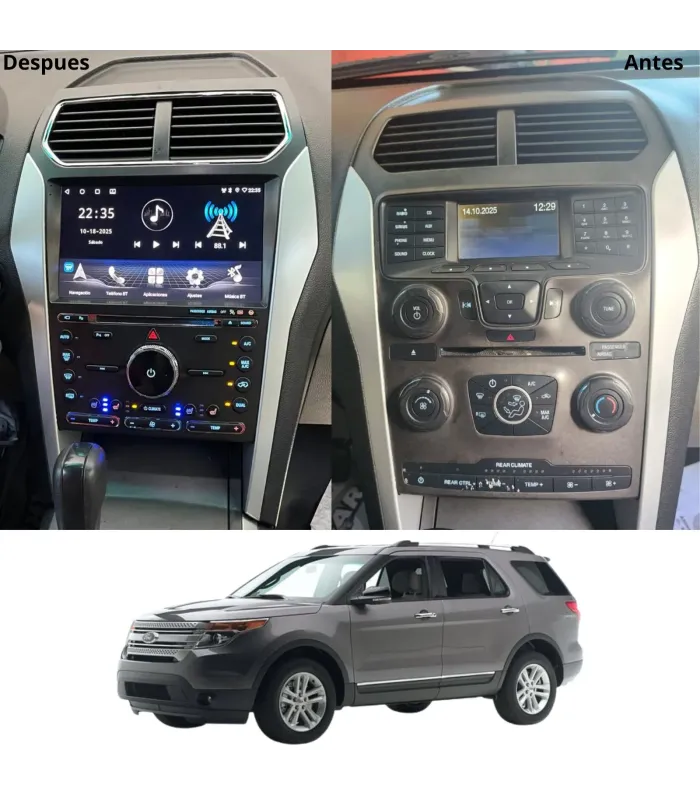 Combo Radio Pantalla Onelux 10 QLED Ford Explorer 2011 a 2019 Apple CarPlay Android Auto Cámara HD e Instalación Incluida