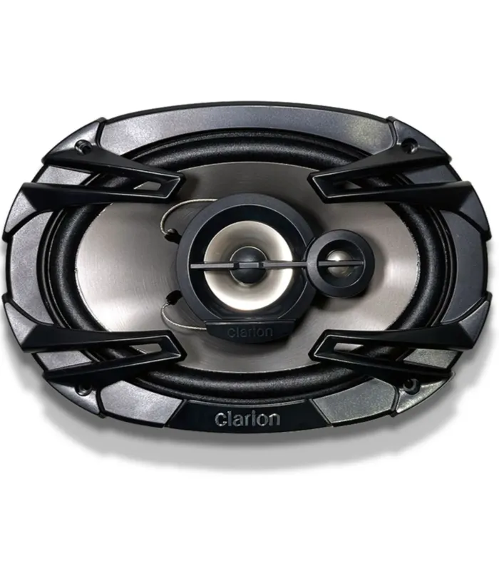 Bocinas coaxiales Clarion SE6935R de 6x9 pulgadas, 3 vías y 400W, con rejilla de protección y cono MIPP.