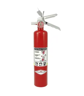 Extintor Amerex Modelo B417T de 2.5 libras, con válvula de metal y químico seco ABC, ideal para la seguridad de vehículos.