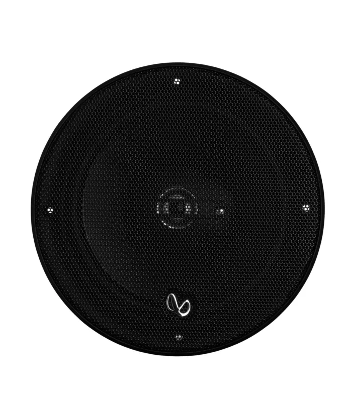 Bocinas coaxiales Infinity Alpha 6530 de 6.5 pulgadas y 3 vías, con cono de polipropileno y 290W, muestra unidad de frente.