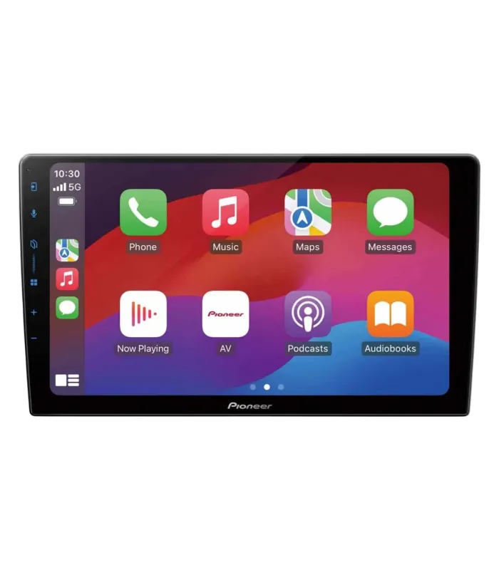 Receptor multimedia Pioneer DMH-AP6650BT con pantalla de 9 pulgadas, interfaz de Apple CarPlay y Android Auto inalámbrico.