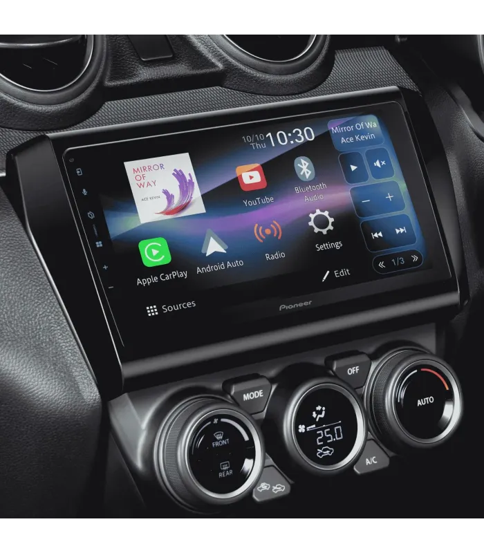 Receptor multimedia Pioneer DMH-AP6650BT con pantalla de 9 pulgadas, Instalado en Suzuki Grand Vitara.