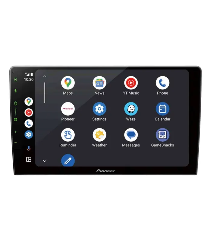 Receptor multimedia Pioneer DMH-AP6650BT con pantalla de 9 pulgadas, interfaz de Apple CarPlay y Android Auto inalámbrico.