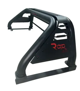 Barra antivuelco negra marca RAP para camionetas Toyota Hilux, Nissan Frontier y Ford Ranger.