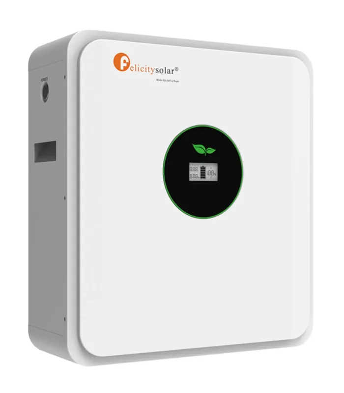 Batería de Litio Felicity Solar FLA24200 de 5kWh 24V, diseño moderno, vista de perfil.