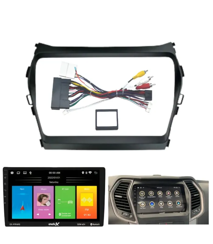 Kit de Instalación Radio 9 Pulgadas Hyundai Santa Fe 2013-2018 Facia y Arnés Plug & Play KRHSF-1317