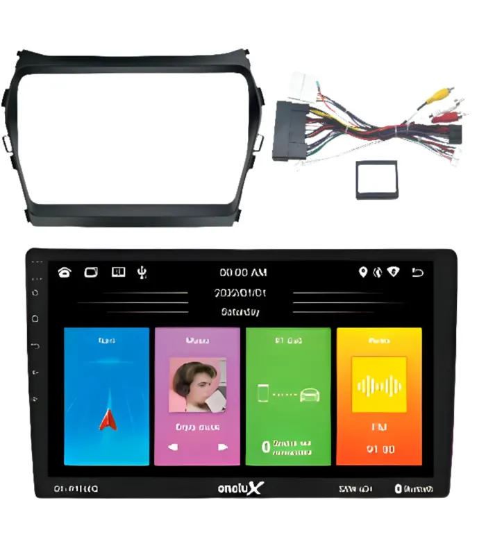 Cámara de reversa HD Onelux incluida en el combo multimedia para Hyundai Santa Fe 2013-2018