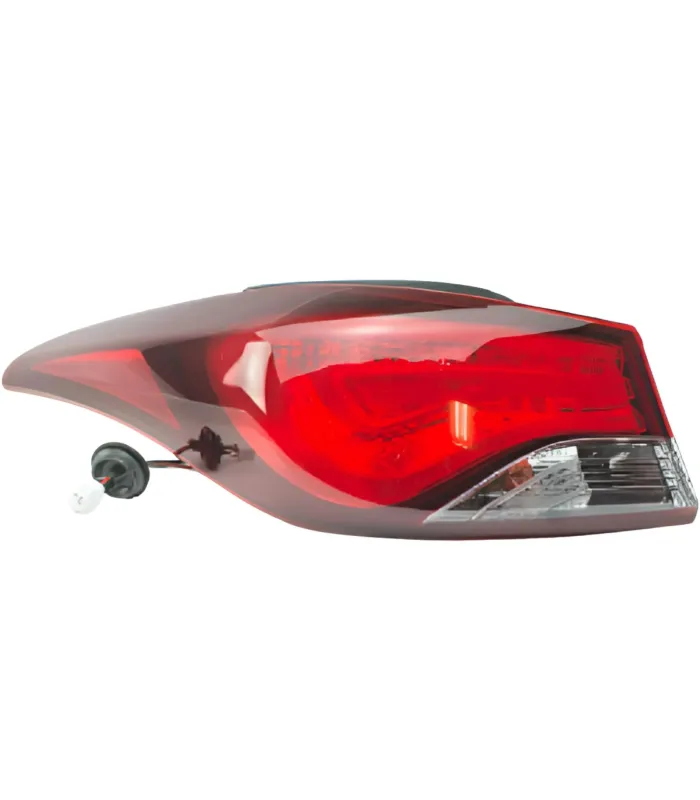 Mica trasera Hyundai Elantra 2014-2016 lado derecho, diseño facelift con lente rojo y claro.