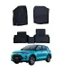Alfombras tipo bandeja Focus Mats para Toyota Raize 2019-2026, muestra set completo y la foto del carro color verde.