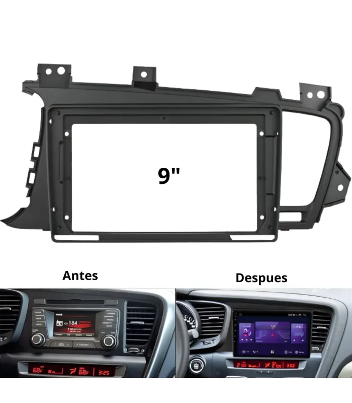 Combo Multimedia 9 Pulgadas QLED Kia K5 Optima 2011-2015 Apple CarPlay Android Auto Cámara Reversa HD Instalación Incluida