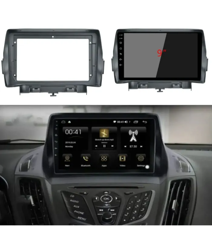 Pantalla Android 9 pulgadas QLED instalada en Ford Escape 2013-2019 con CarPlay y cámara de reversa