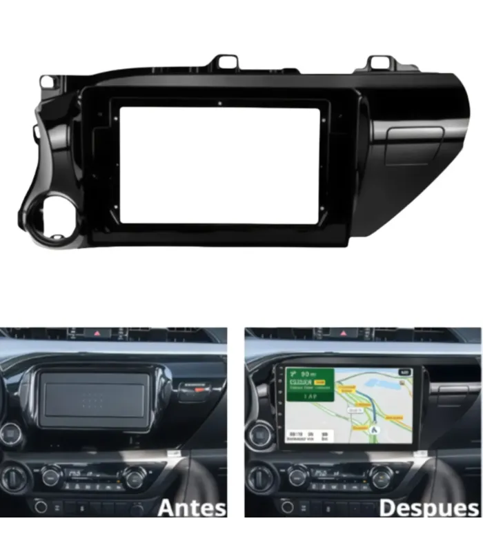 Kit Instalación Radio 10 Pulgadas Toyota Hilux 2016 2017 2018 2019 2020 2021 2022 2023 2024 2025 Facia Marco Arnes Canbus