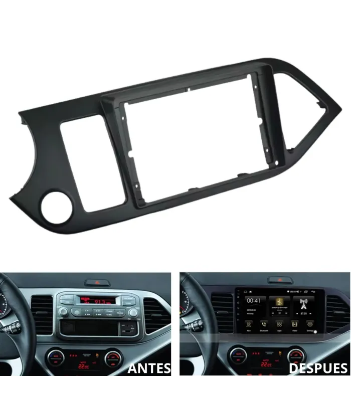 Combo radio pantalla Android 9 pulgadas con marco para Kia Picanto y Morning 2012-2017
