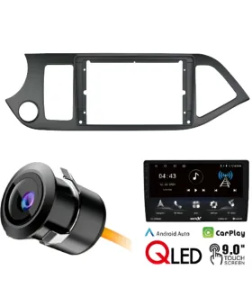 Combo radio pantalla Android 9 pulgadas con marco para Kia Picanto y Morning 2012-2017