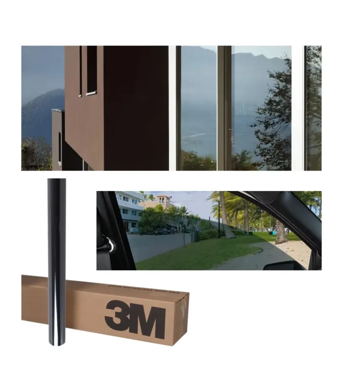 Rollo de laminado 3M CS con demostración de visibilidad interior y claridad óptica en vehículo