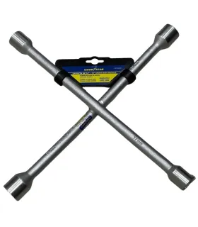 Llave de rueda en cruz marca Goodyear 14 pulgadas acero al carbono medidas 17mm 19mm 21mm 23mm