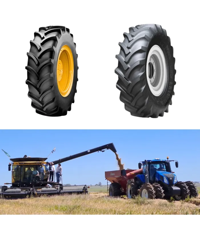 Neumático agrícola tractor Hawkway 18.4-34 R1 dibujo de tracción 12 lonas, muestra campo arrocero